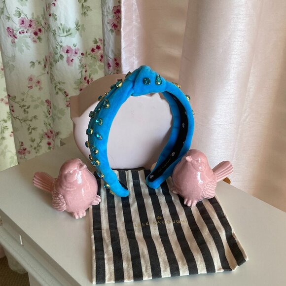Lele Sadoughi Sparkling Turquoise slim candy jeweled rhinestone headband